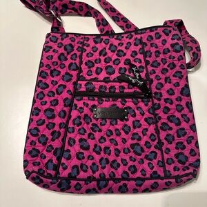 Vera Bradley Pink and Purple Leopard Print Crossbody Bag Hipster